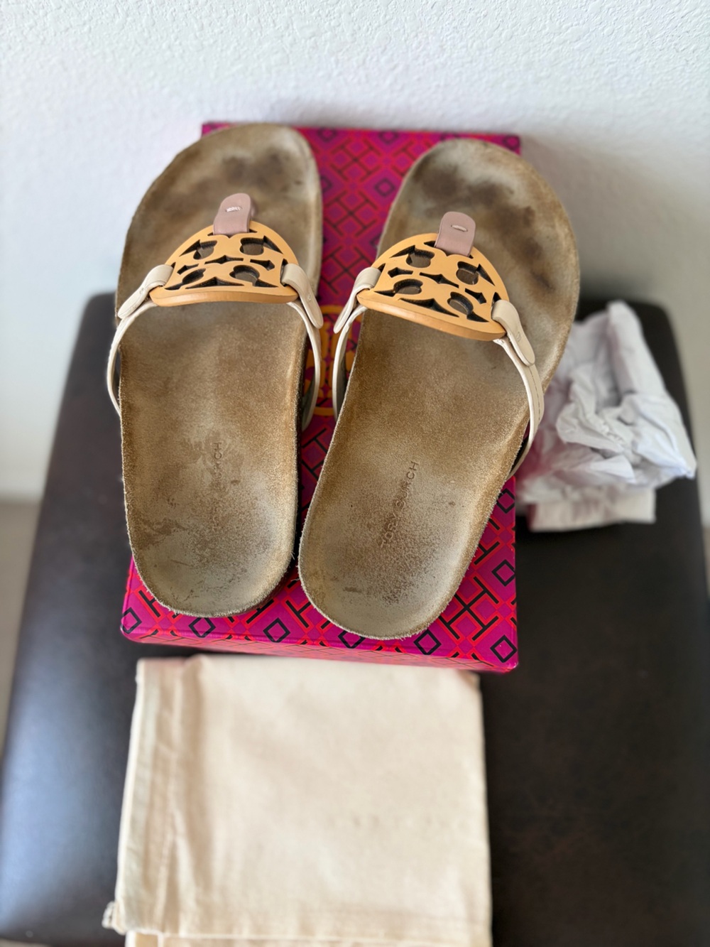 Tory Burch Miller CLOUD Sandals Calf Leather Multi Color Cork 7.5